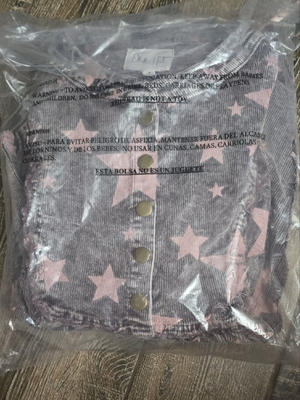 #294. Oli&Hali Wash Star Printed Peplum Corduroy Babydoll Top - Picture 8 of 8
